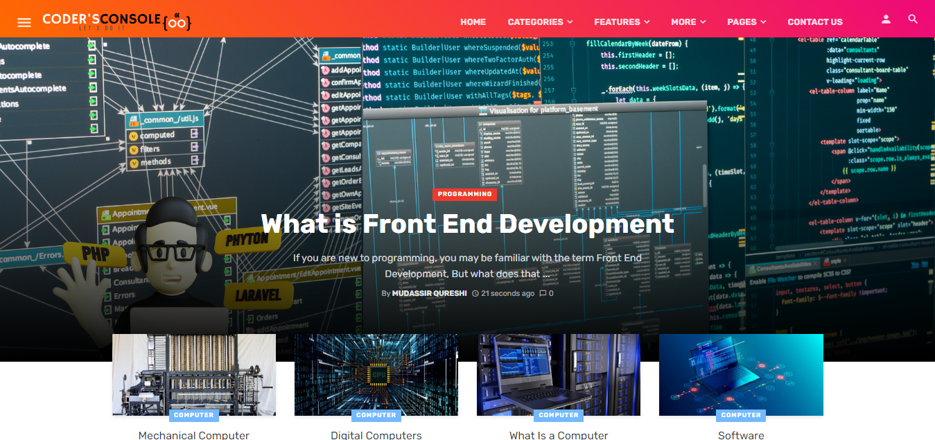 Coders Console Home Page